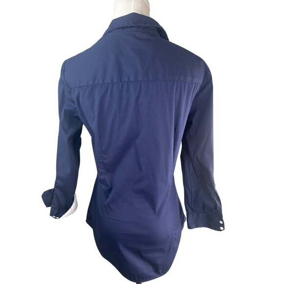 2/$30 ZARA Navy & White Small Button-Up Blouse With 3/4 Sleeves - Picture 10 of 15